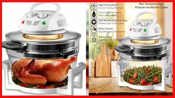 Nutrichef PKAIRFR48.5 Air Fryer, Infrared Convection, Halogen Oven Countertop, Cooking