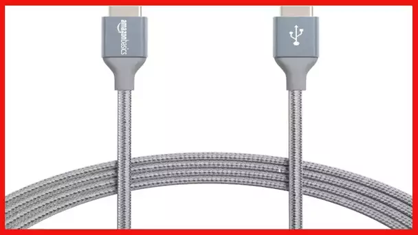 Amazon Basics 10 foot Nylon USB-C to USB-C 2.0 Fast Charging Cable, Dark Gray