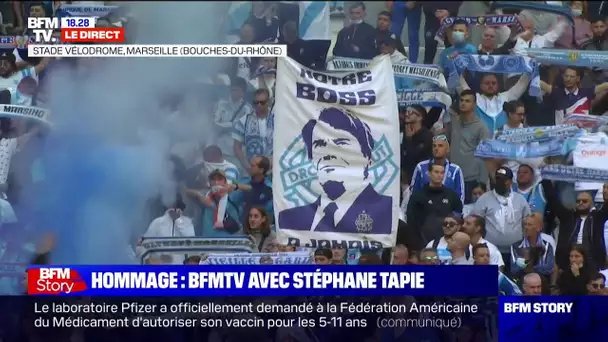 Hommage à Bernard Tapie: "We are the champions" résonne dans le stade Vélodrome