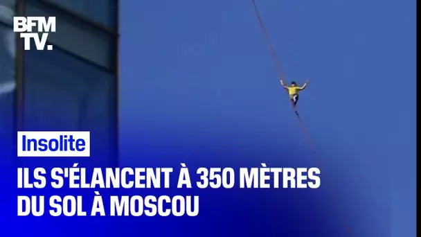À Moscou, ces funambules s'élancent à 350 mètres au-dessus du vide