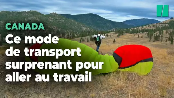 Ce canadien décide d'aller au travail en parapente