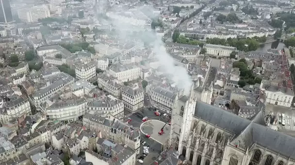 Nantes : incendie cathédrale - images de drone