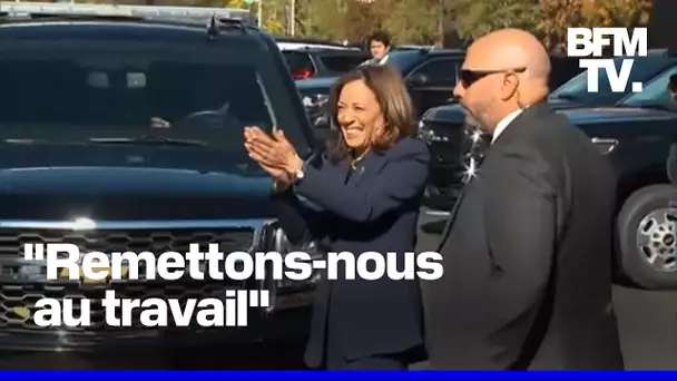 De retour à la Maison Blanche, Kamala Harris acclamée par son équipe