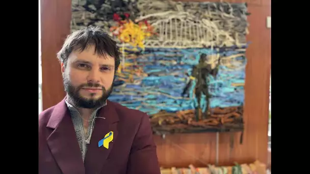 Besançon : les tableaux d’A.Naboka inspirés par les filets de camouflage  pour l’armée d’Ukraine