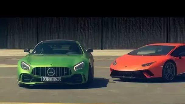 Duel de puissances entre la Mercedes Benz AMG GT-R et la Lamborghini Huracan Performante