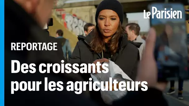 Karine Le Marchand distribue des croissants aux agriculteurs qui bloquent l’A4