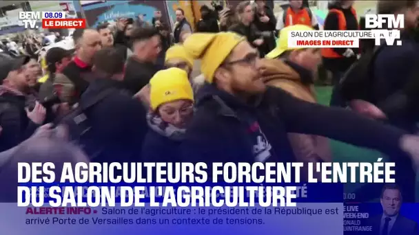 SIA: des agriculteurs affrontent le service d'ordre d'Emmanuel Macron