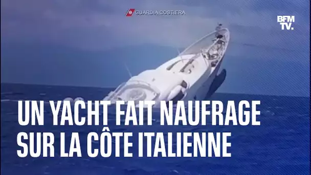 Les images de l'impressionnant naufrage d'un yacht au large de l'Italie