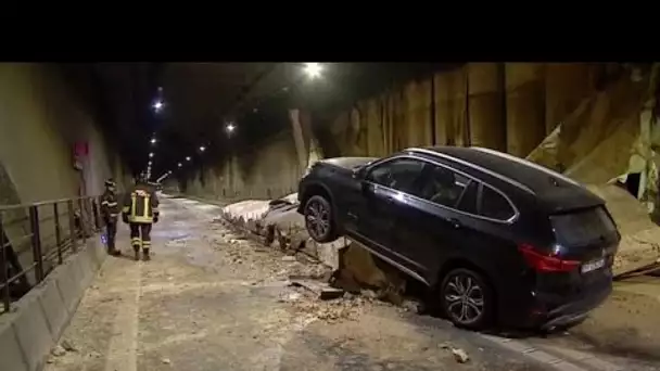 Le mur d'un tunnel autoroutier s'effondre en Italie