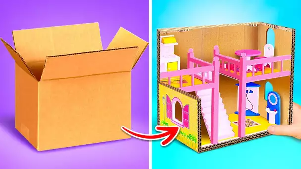 Relooking de la Maison Barbie 🪑✂️ Idées Mignonnes pour Maisons de Poupées en Carto