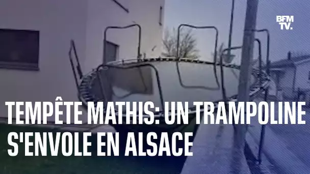 Tempête Mathis: un trampoline s'envole dans un jardin en Alsace