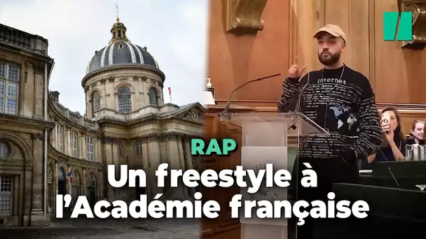 Le rappeur Oli déclame un freestyle sur le "monde de demain" devant l'Académie française