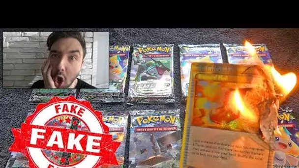 Ouverture de 8 Boosters Pokémon FAKE ! JE BRULE LES CARTES POKEMON ULTRA RARE !