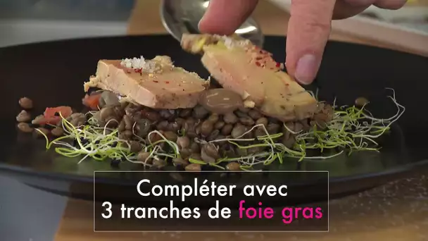 Ça roule en cuisine : recette de foie gras aux lentilles de Vignes-la-Côte