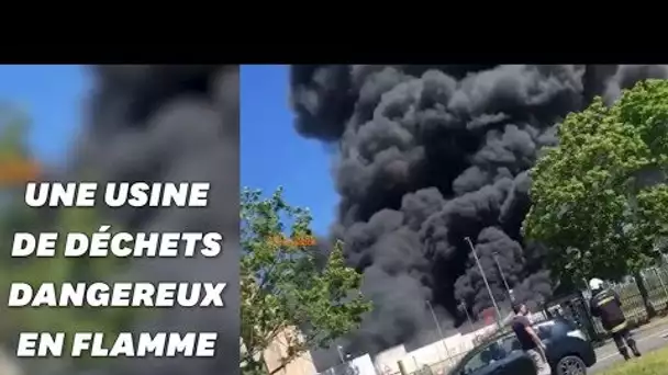 A Saint-Ouen-l’Aumône, les images de l'incendie d'une usine de déchets dangereux