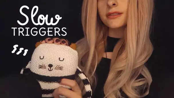 ASMR ⚪️ SLOW TRIGGERS ☁️ tapping, scratching, bruching (NO talking)