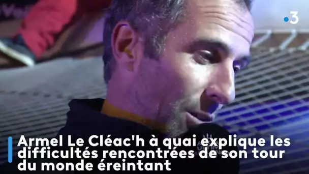 Armel Le Cléac'h à quai explique les difficultés rencontrées de son tour du monde éreintant