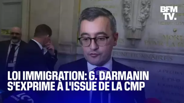 Loi immigration: la prise de parole de Gérald Darmanin à l'issue de la commission mixte paritaire
