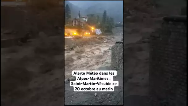 Alerte météo dans les Alpes-Maritimes : Saint-Martin-Vésubie, ce 20 octobre au matin. #tempetealine