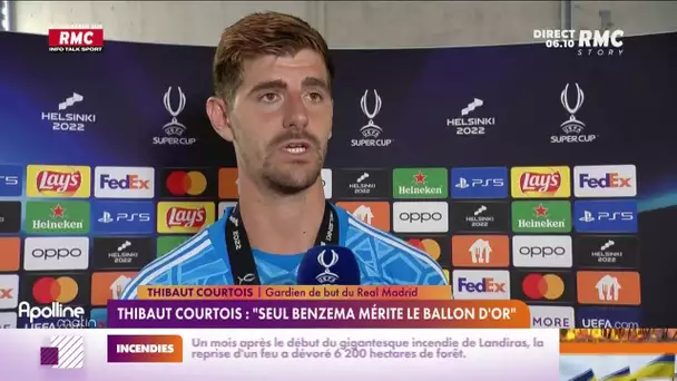 Football : pour Thibaut Courtois, "seul Benzema mérite le Ballon d'Or"