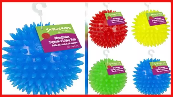 Gnawsome™ 3.5” Spiky Squeak & Light Ball Dog Toy - Small, Cleans teeth and Promotes Dental and Gum