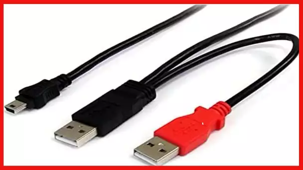 StarTech.com 6 ft USB Y Cable for External Hard Drive - USB A to Mini B - USB Cable - USB (M) to