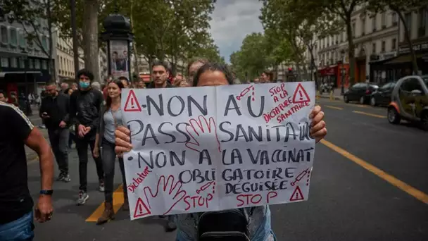 Paris : manifestation contre le projet de loi généralisant le pass sanitaire devant l'Assemblée