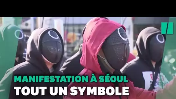 Des sud coréens manifestent en tenue de Squid Game pour de meilleures conditions de travail