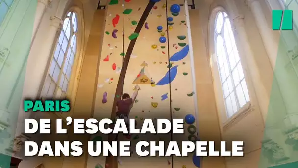 Une ancienne chapelle transformée en salle d'escalade à Paris