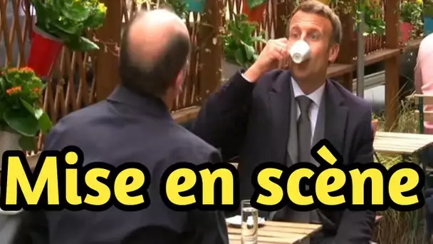 Réouverture des terrasses : Emmanuel Macron et Jean Castex partagent un café en terrasse