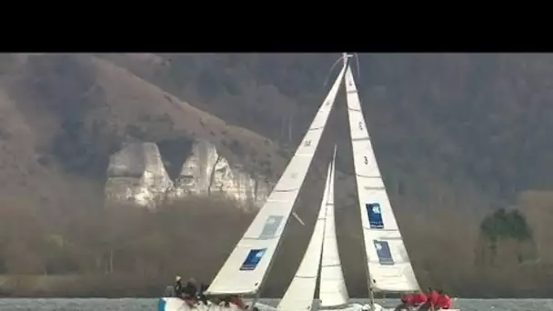 Léry-Poses (27) : à l&#039;entrainement du championnat de France de voile 'Match Racing Open'