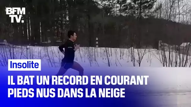Il bat un record du monde en courant pieds nus dans la neige