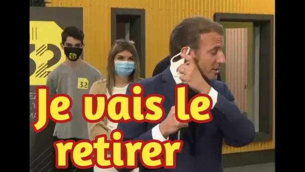 "Donnez-moi un masque plus léger" : Emmanuel Macron manque de s'étouffer lors d'un déplacement