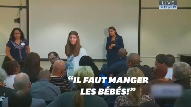 AOC surprise par une femme disant vouloir "manger les bébés" pour sauver la planète