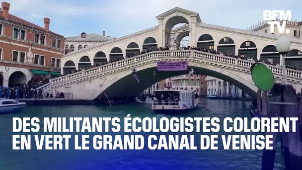 COP28: des militants écologistes colorent en vert le Grand Canal de Venise