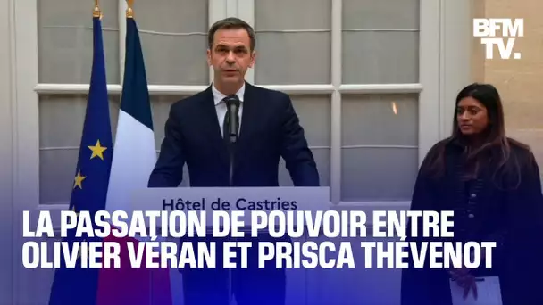 La passation de pouvoir entre Olivier Véran et Prisca Thévenot, la porte-parole du gouvernement