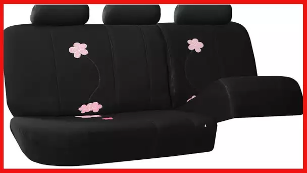 FH Group Car Seat Covers Full Set Black Cloth - Universal Fit, Automotive Seat Covers, Low Back Fron