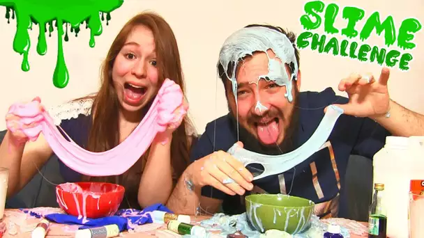 SLIME CHALLENGE en COUPLE ! REUSSIR A 100% du SLIME COLLE EPIC !