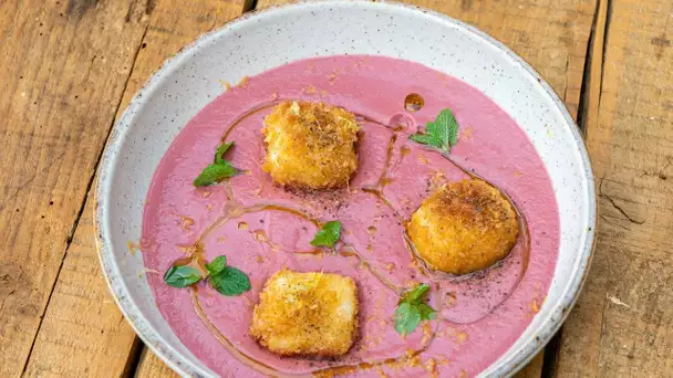 RECETTE #98 - Gaspacho de betteraves, Halloumi grillé - Fabrice Mignot