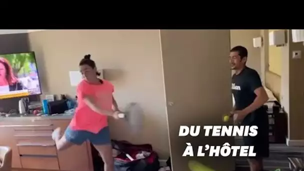 Open d'Australie: cette tenniswoman en quarantaine ruse d'inventivité pour s'entraîner