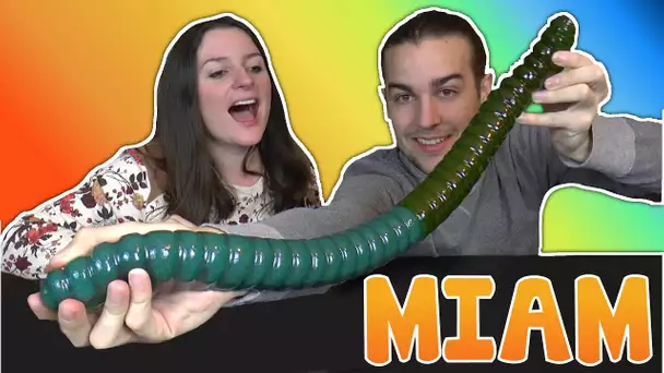 LE PLUS GROS BONBON DU MONDE VER DEGUSTATION - WORLD LARGEST GUMMY WORM