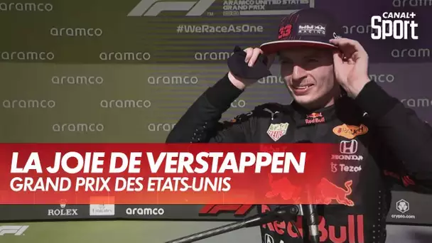 La joie de Max Verstappen après sa victoire
