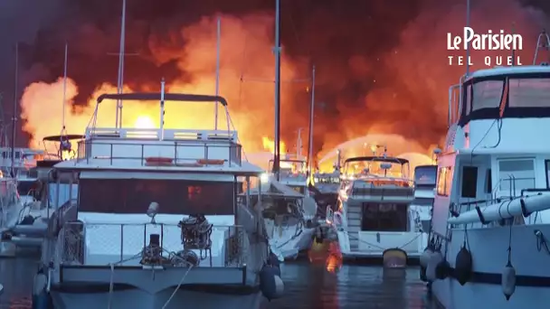 Des yachts en feu dans le port de Hong Kong