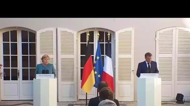 Emmanuel Macron et Angela Merkel s'expriment depuis le fort de Brégançon