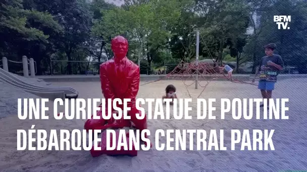 Une curieuse statue rouge de Poutine débarque à Central Park
