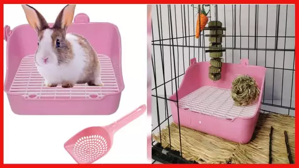 Hamiledyi Rabbit Litter Box, Plastic Rectangular Cage Toilet, Bunny Potty Trainer Corner, Small Pets