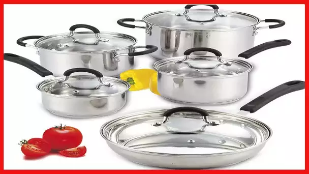 Cook N Home Stainless Steel Cookware Sets 10 Piece, Pots and Pans with Stay-Cool Handles Cooking Set