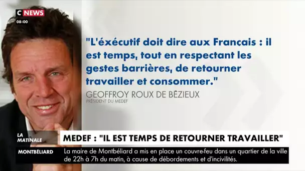 «Il est temps de retourner travailler», selon le Medef