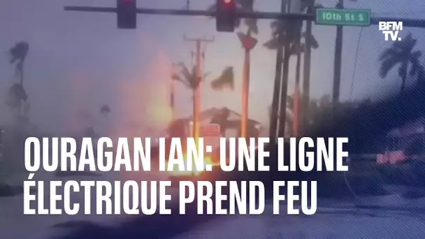 Floride: une ligne à haute tension chute et prend feu au passage de l'ouragan Ian