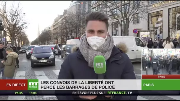 Paris : le Convoi de la liberté exprime sa colère sur l’avenue des Champs-Elysées